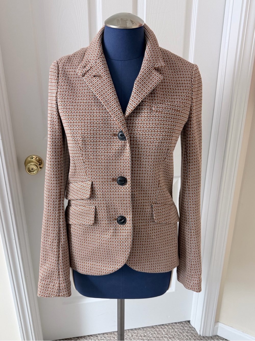 Rag & Bone Slade Geo Print Cotton Blend Blazer Jacket Brown Size 4 - Picture 6 of 16